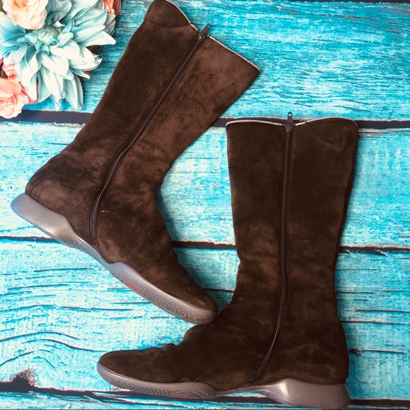 PRADA Sport Dark Brown Suede Winter Mid Boots - Picture 2 of 8